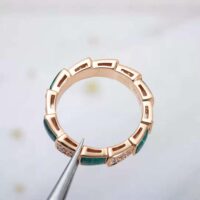 Bvlgari Women Serpenti Viper Band Ring in 18 KT Rose Gold-green (1)