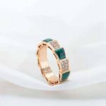 Bvlgari Women Serpenti Viper Band Ring in 18 KT Rose Gold-Green – Bild 5