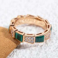 Bvlgari Women Serpenti Viper Band Ring in 18 KT Rose Gold-green (1)