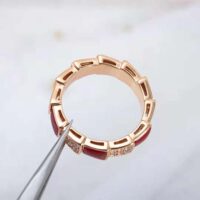 Bvlgari Women Serpenti Viper Band Ring in 18 KT Rose Gold-red (1)