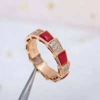 Bvlgari Women Serpenti Viper Band Ring in 18 KT Rose Gold-red (1)