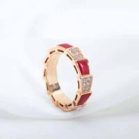 Bvlgari Women Serpenti Viper Band Ring in 18 KT Rose Gold-red (1)