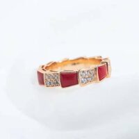 Bvlgari Women Serpenti Viper Band Ring in 18 KT Rose Gold-red (1)