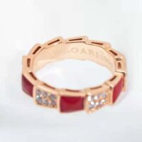 Bvlgari Women Serpenti Viper Band Ring in 18 KT Rose Gold-red (1)