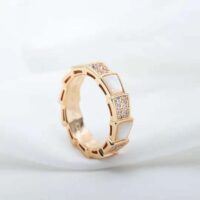 Bvlgari Women Serpenti Viper Band Ring in 18 KT Rose Gold-white (1)