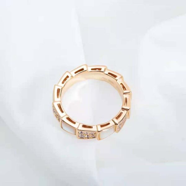 Bvlgari Women Serpenti Viper Band Ring in 18 KT Rose Gold-white (3)