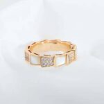 Bvlgari Women Serpenti Viper Band Ring in 18 KT Rose Gold-White - Image 5