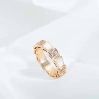 Bvlgari Women Serpenti Viper Band Ring in 18 KT Rose Gold-white (1)