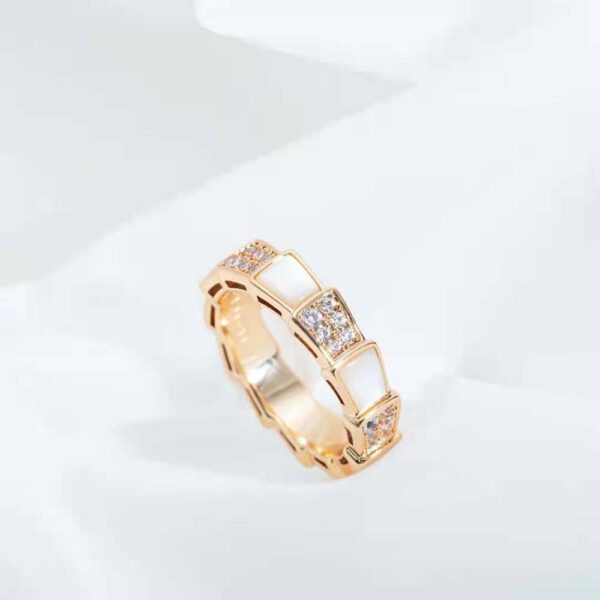 Bvlgari Women Serpenti Viper Band Ring in 18 KT Rose Gold-white (5)