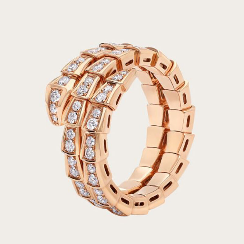 Bvlgari Serpenti Viper ring i roséguld med två spolar för kvinnor