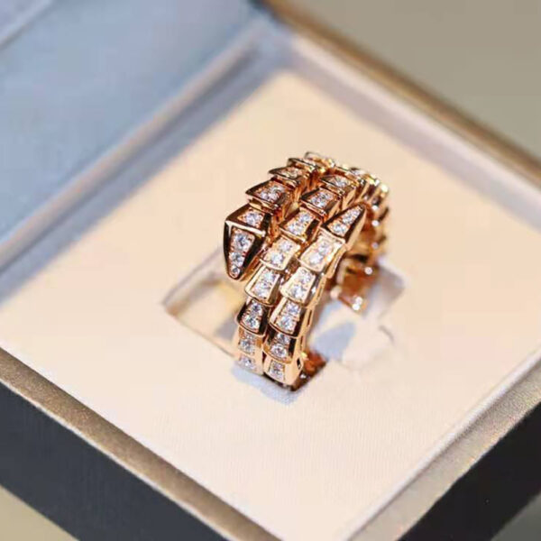 Bvlgari Women Serpenti Viper Two-coil 18 KT Rose Gold Ring (2)