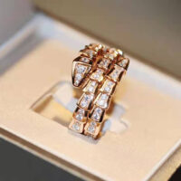 Bvlgari Women Serpenti Viper Two-coil 18 KT Rose Gold Ring (1)