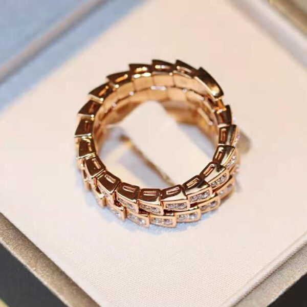 Bvlgari Women Serpenti Viper Two-coil 18 KT Rose Gold Ring (8)