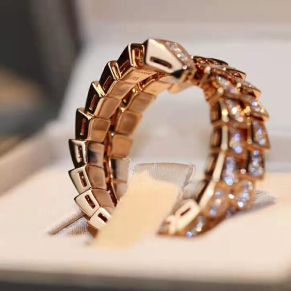 Bvlgari Women Serpenti Viper Two-coil 18 KT Rose Gold Ring (9)