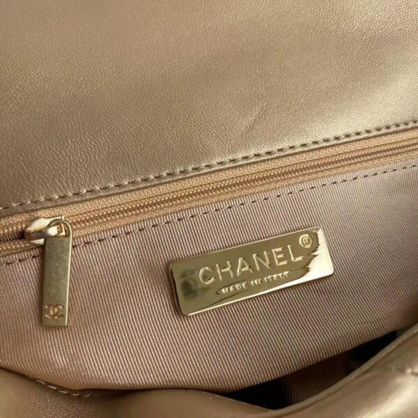 Chanel CC Women 19 Handbag Metallic Lambskin Gold Silver Tone Gold Bag (6)