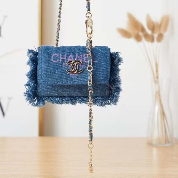 Chanel CC Women Belt Bag Printed Denim Gold-Tone Metal Blue Multicolor (1)