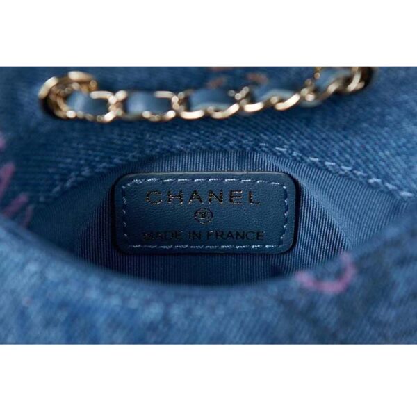Chanel CC Women Belt Bag Printed Denim Gold-Tone Metal Blue Multicolor (4)