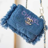 Chanel CC Women Belt Bag Printed Denim Gold-Tone Metal Blue Multicolor (3)