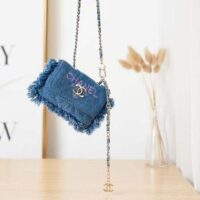 Chanel CC Women Belt Bag Printed Denim Gold-Tone Metal Blue Multicolor (3)