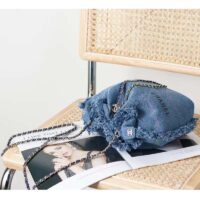 Chanel CC Women Bucket Bag Printed Denim Gold-Tone Metal Blue Multicolor (8)