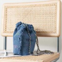 Chanel CC Women Bucket Bag Printed Denim Gold-Tone Metal Blue Multicolor (8)