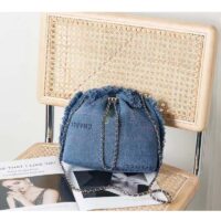 Chanel CC Women Bucket Bag Printed Denim Gold-Tone Metal Blue Multicolor (8)