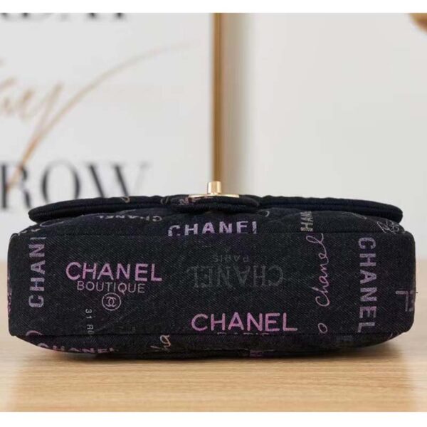 Chanel CC Women Large Flap Bag Printed Denim Gold-Tone Metal Black Multicolor (3)