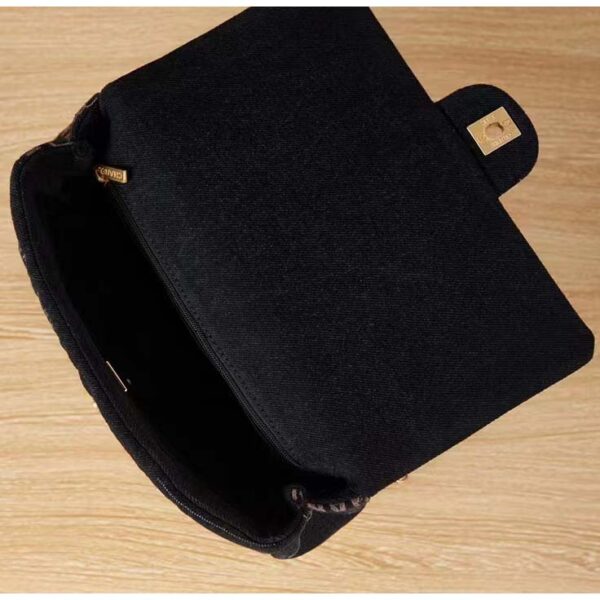 Chanel CC Women Large Flap Bag Printed Denim Gold-Tone Metal Black Multicolor (7)