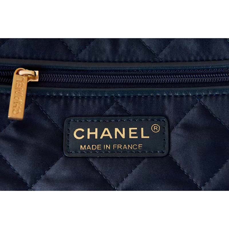 Chanel Women 22 Small Handbag Shiny Calfskin Gold-Tone Metal Navy Blue -  LULUX
