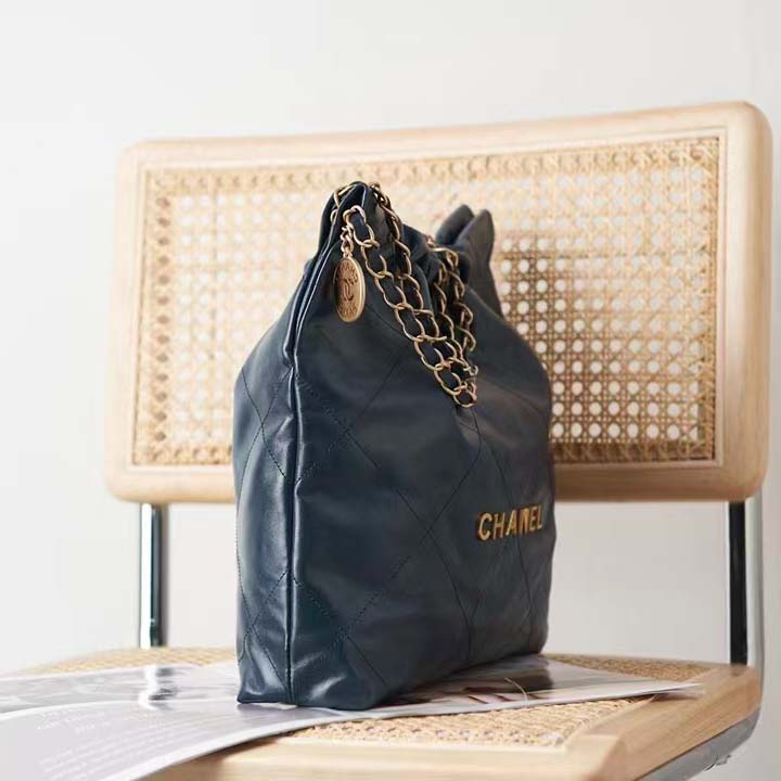 Chanel 22 Small Handbag Shiny Calfskin & Gold Tone Metal