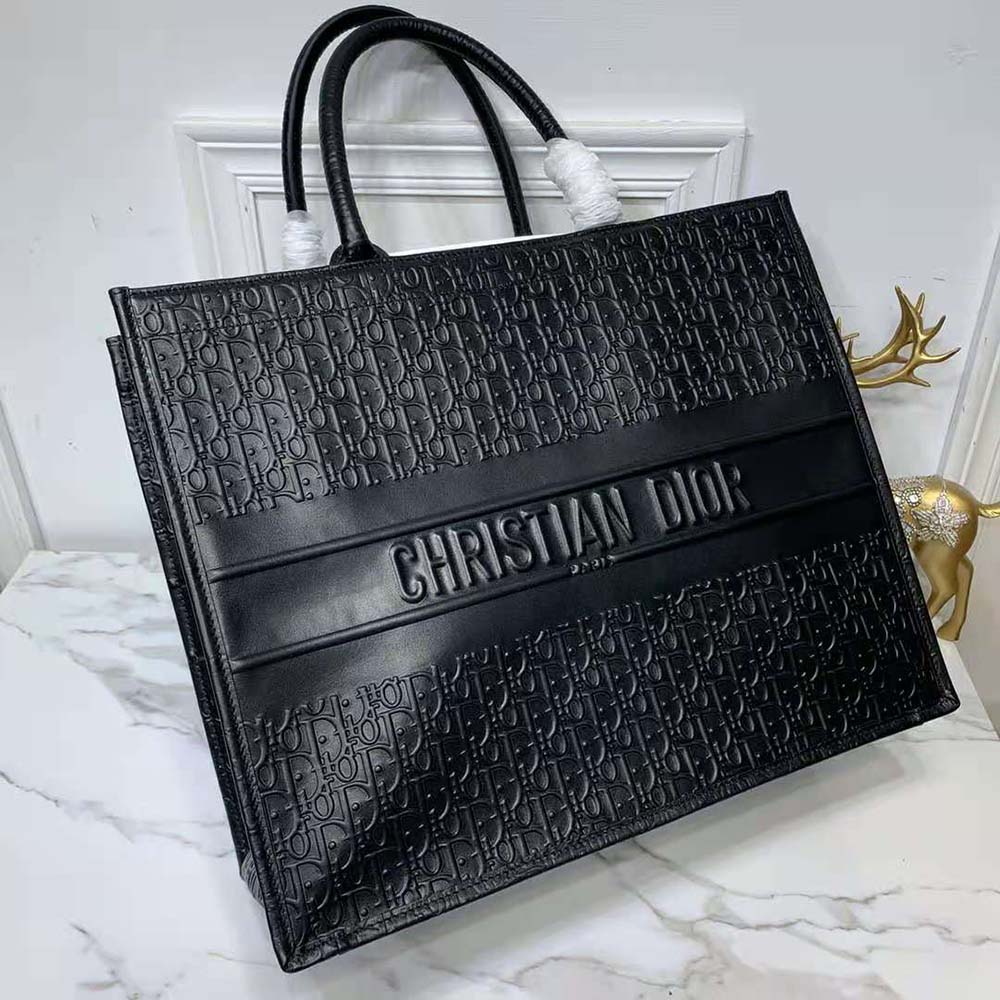 Dior book Tote Bag Black Dior Oblique Embossed Calfskin Large — Blaise Ruby  Loves