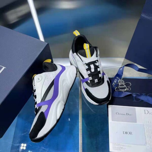 Dior Men B22 Sneaker Violet and White Calfskin with White and Black Technical Mesh (5)