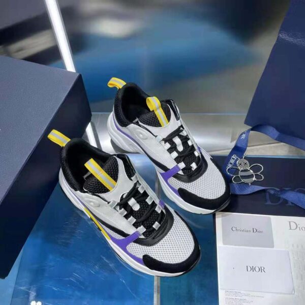 Dior Men B22 Sneaker Violet and White Calfskin with White and Black Technical Mesh (7)