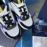 Dior Men B22 Sneaker Violet and White Calfskin with White and Black Technical Mesh - immagine 9