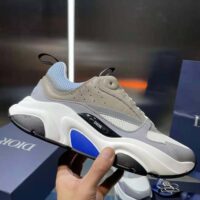 Dior Men B22 Sneaker White and Blue Technical Mesh and Gray Calfskin (1)