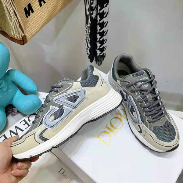 Dior Men B30 Sneaker Gray Mesh and White Technical Fabric (5)