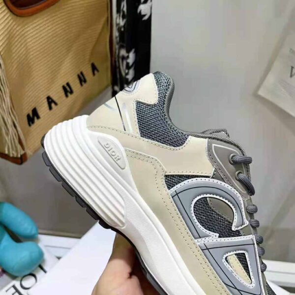 Dior Men B30 Sneaker Gray Mesh and White Technical Fabric (7)