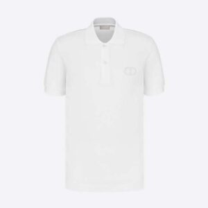 Dior Men CD Icon Polo Shirt White Cotton Pique