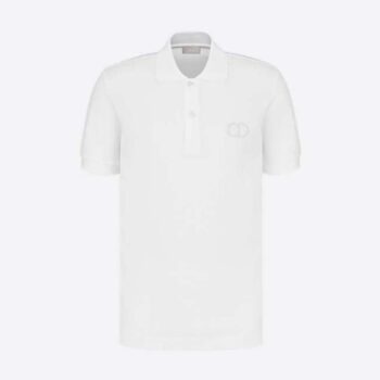 Dior Men CD Icon Polo Shirt White Cotton Pique