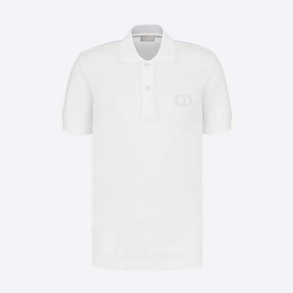 Dior Men CD Icon Polo Shirt White Cotton Pique (1)