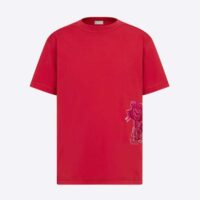 Dior Men Dior and Kenny Scharf T-shirt Relaxed Fit Red Cotton Jersey (1)