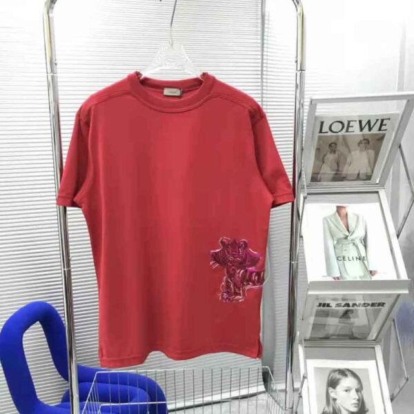 Dior Men Dior and Kenny Scharf T-shirt Relaxed Fit Red Cotton Jersey (2)