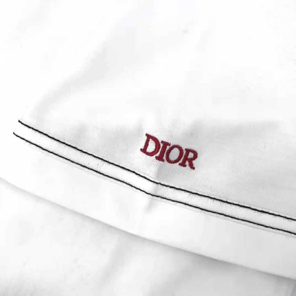Dior Men Dior and Kenny Scharf T-shirt Relaxed Fit White Cotton Jersey