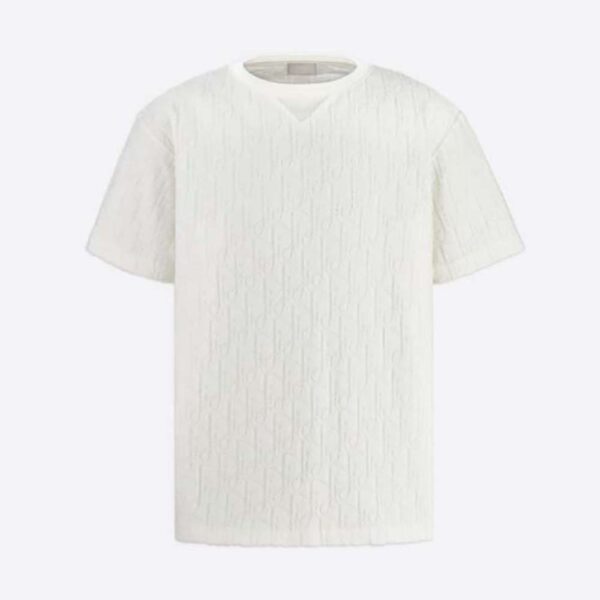 Dior Men Oblique T-shirt Relaxed Fit Off-White Terry Cotton Jacquard (1)