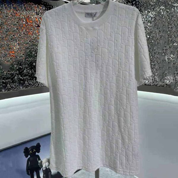 Dior Men Oblique T-shirt Relaxed Fit Off-White Terry Cotton Jacquard (2)