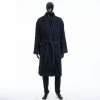 Dior Men Unisize Oblique Bathrobe In Terry Cotton Jacquard-Black (1)