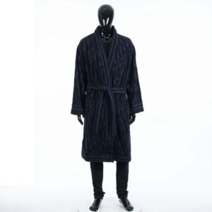 Dior Men Unisize Oblique Bathrobe In Terry Cotton Jacquard-Black
