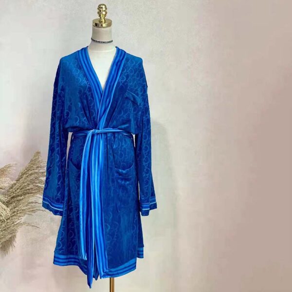 Dior Men Unisize Oblique Bathrobe In Terry Cotton Jacquard-Blue (9)