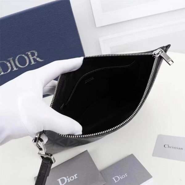Dior Unisex A5 Pouch Black CD Diamond Canvas Smooth Calfskin (3)