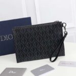 Dior Unisex A5 Pouch Black CD Diamond Canvas Smooth Calfskin – Image 3